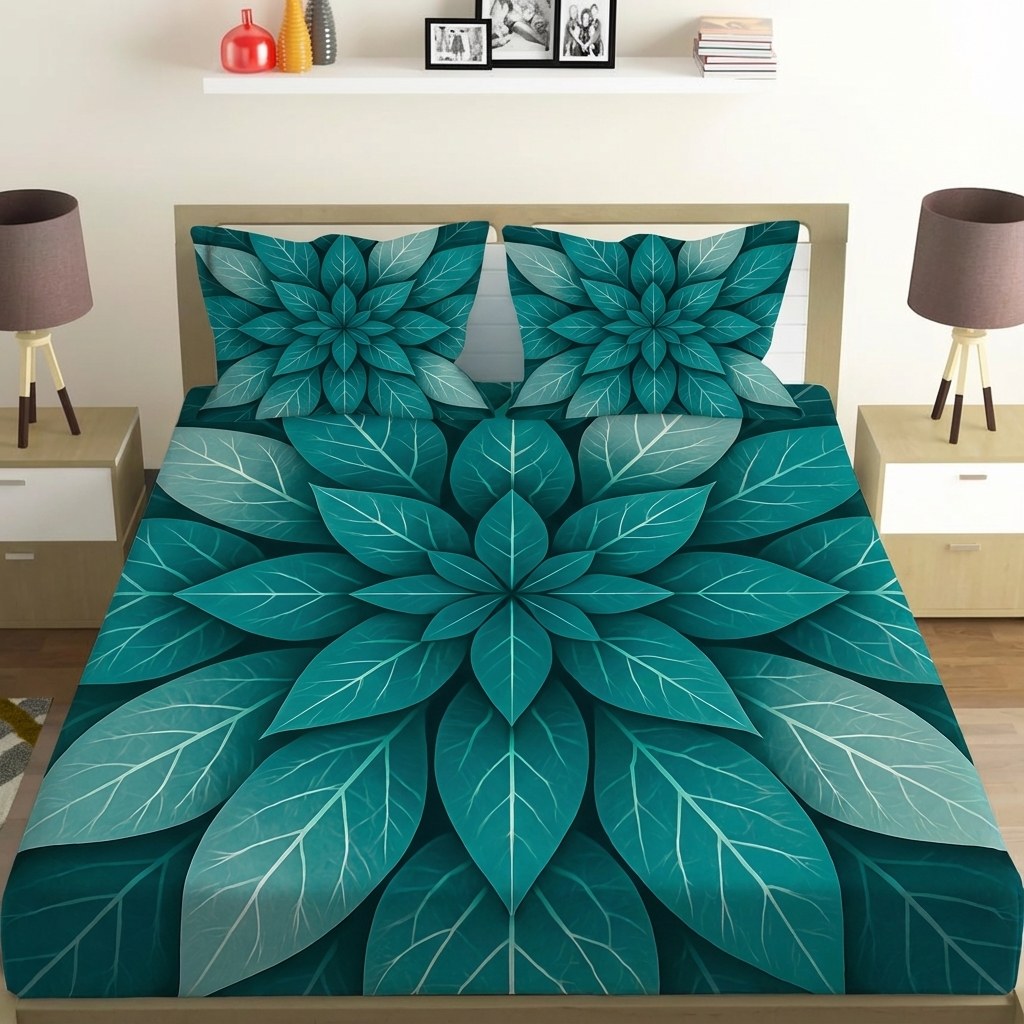 Fractal Leaf Vein Bloom unique gift bedsheet and pillow cover combos