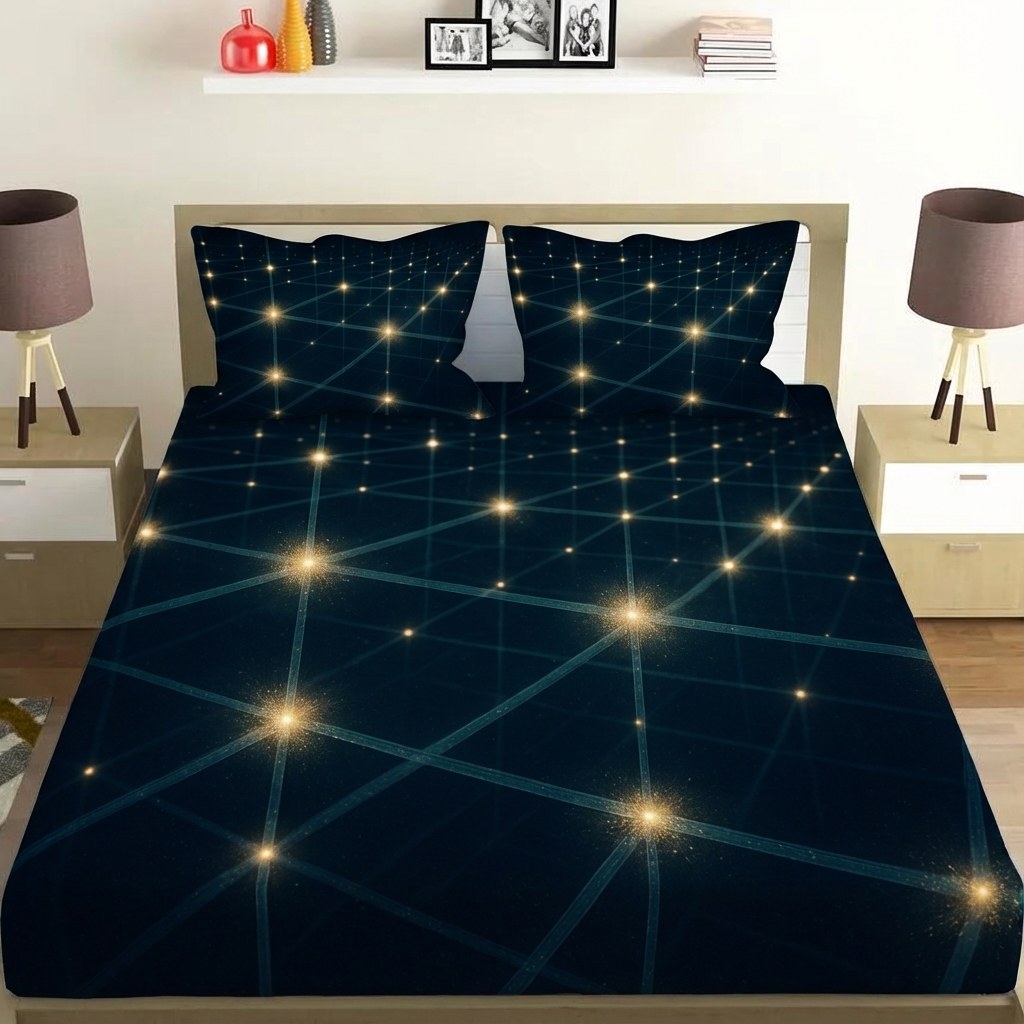 Stellar Fractal Lattice unique gift bedsheet and pillow cover combos