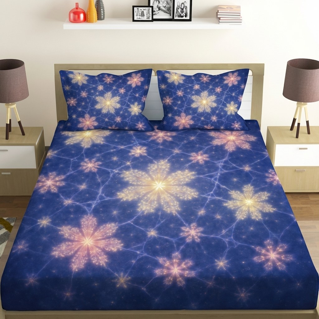 Star Bloom Fractal Garden custom bedsheet sets with 2 pillow covers