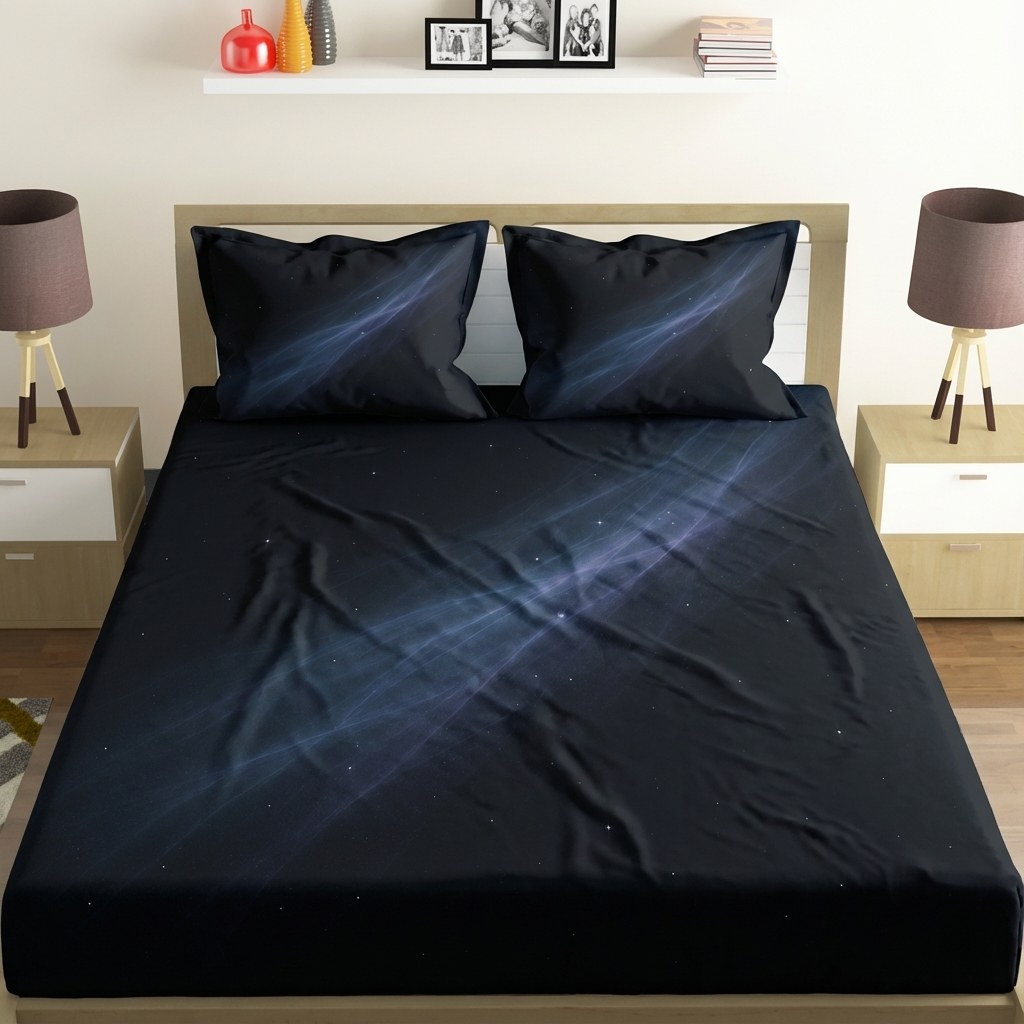 Quantum Veil Star Currents soft cotton bedsheet and pillow cover sets