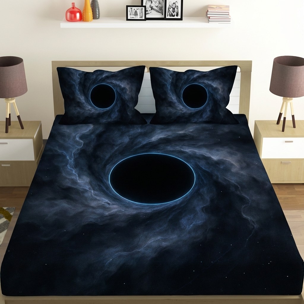 Event Horizon Ink Bloom custom bedsheet sets with 2 pillow covers