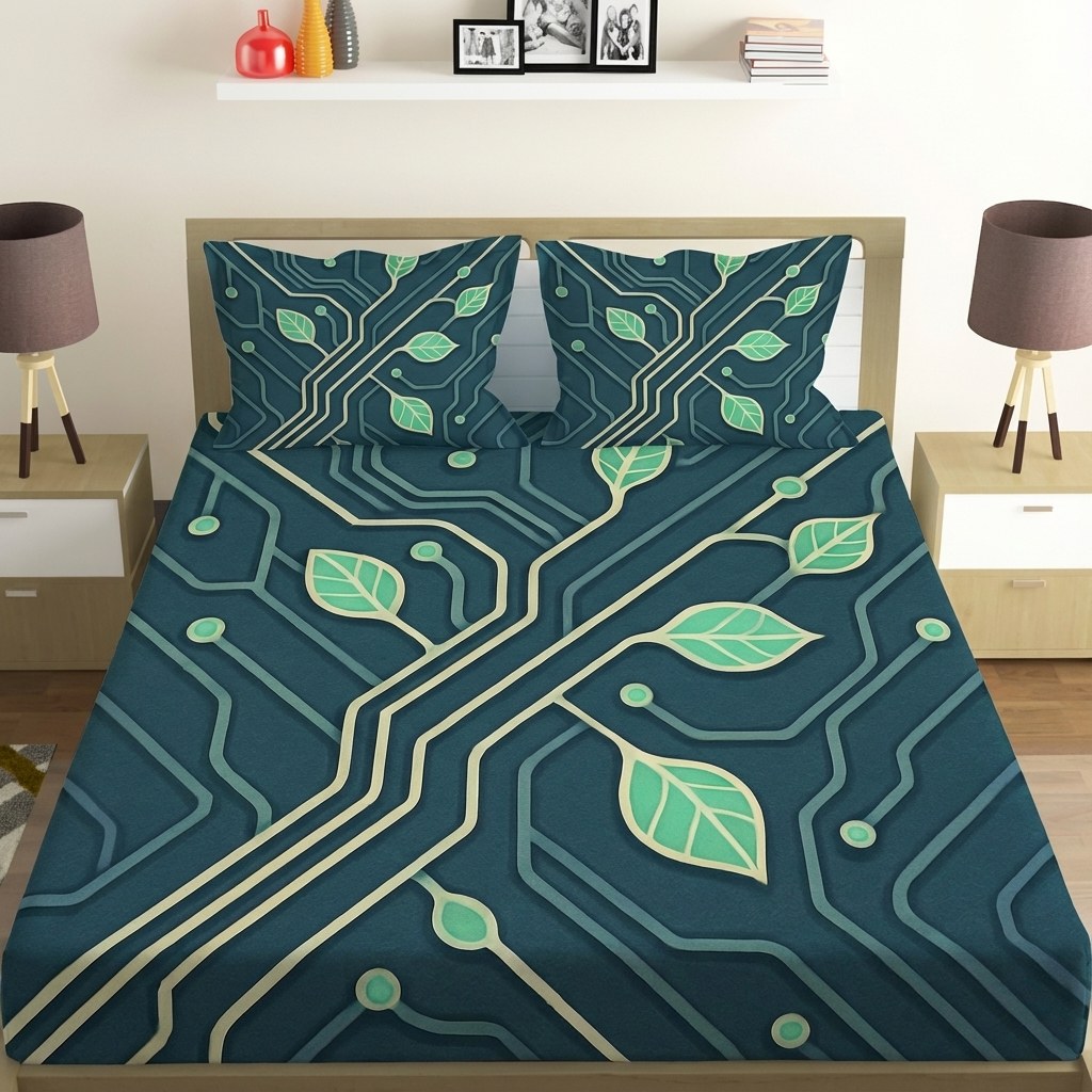 Vine Circuit Lattice soft cotton bedsheet and pillow cover sets