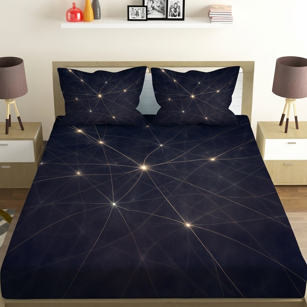 Cosmic Web Filament Tapestry designer printed bedsheets with matching pillow covers