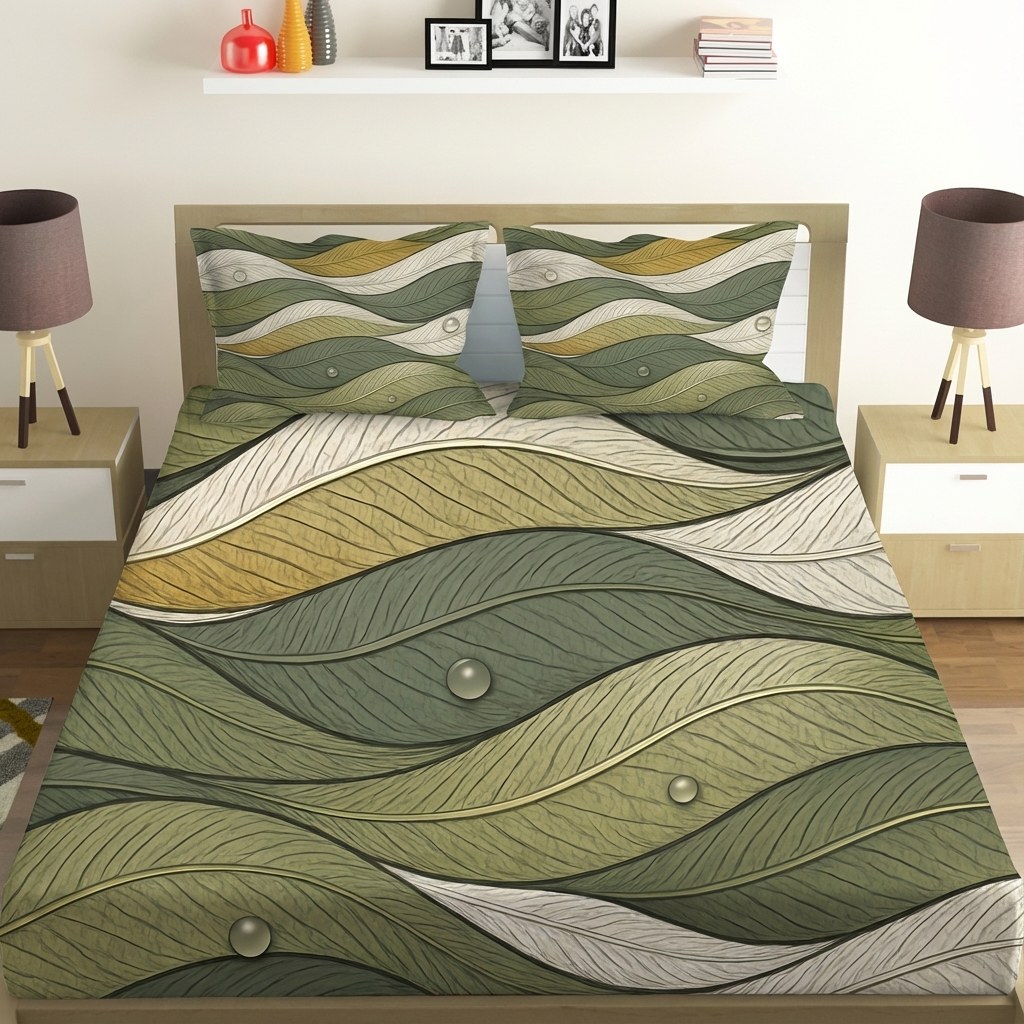 Leaf Vein Topography Waves trendy pattern bed linen sets