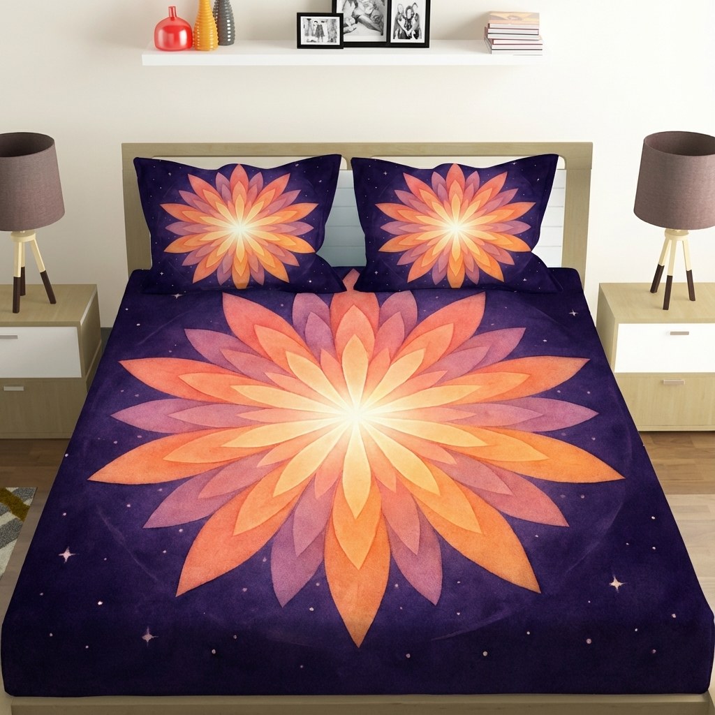 Starburst Petal Radiance unique gift bedsheet and pillow cover combos
