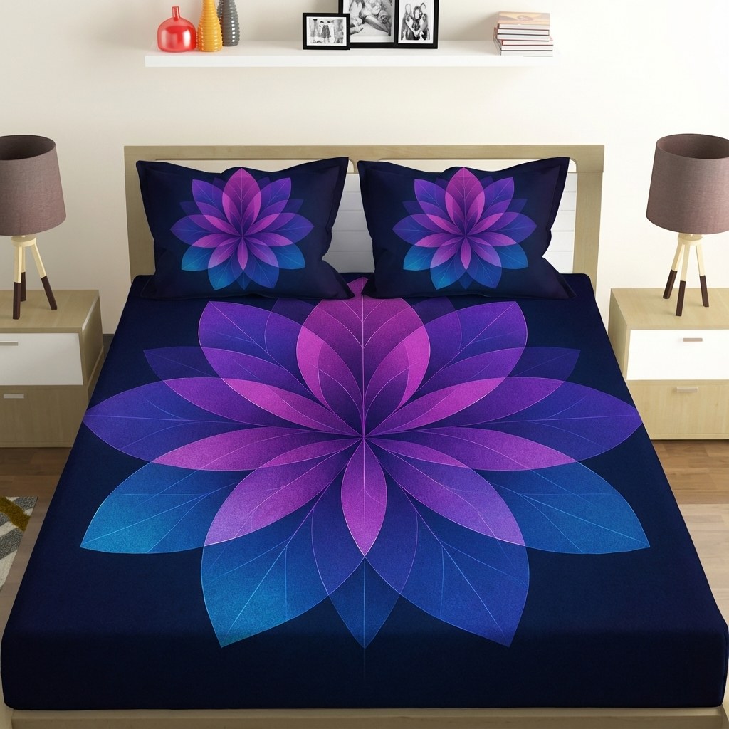 Petal Prism Overlap soft cotton bedsheet and pillow cover sets