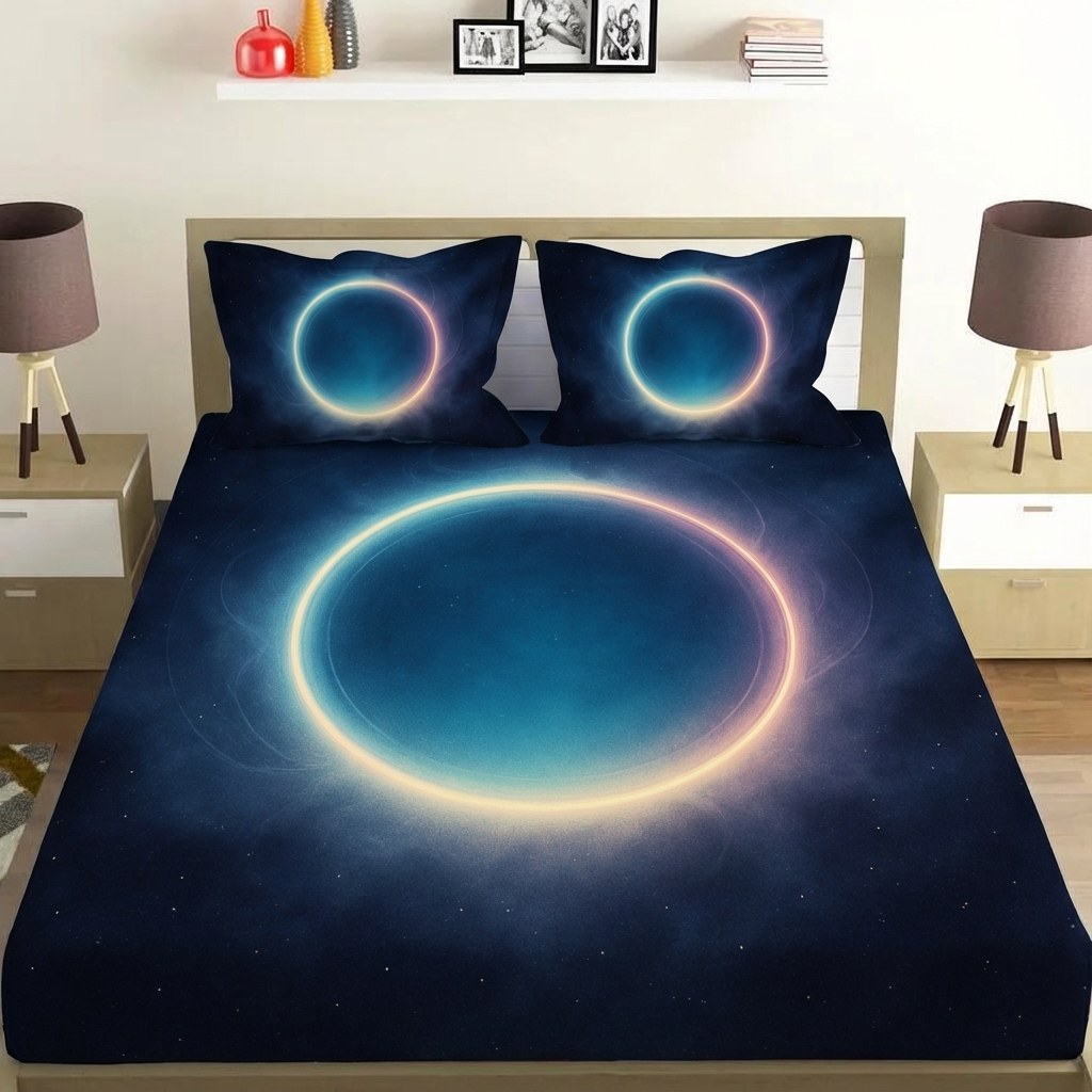 Spectral Halo Bloom comfortable double bedsheet with 2 pillow covers