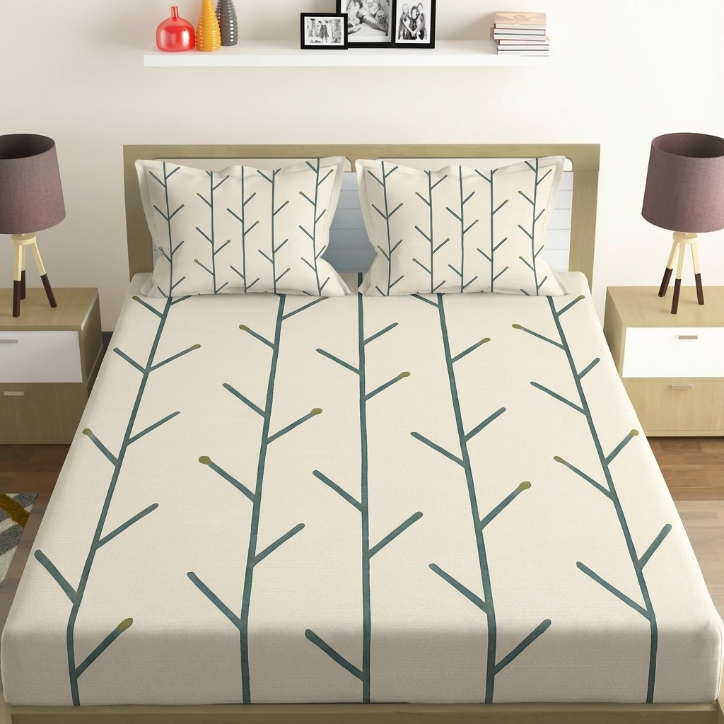 Stem Ladder Minimal Weave comfortable double bedsheet with 2 pillow covers