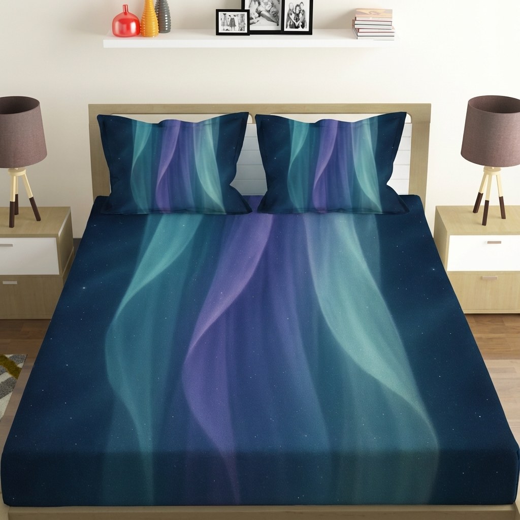 Spectral Ion Silkfall designer printed bedsheets with matching pillow covers