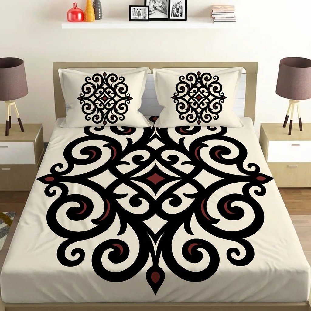 Vine Curl Lattice Emblem premium quality bedsheet sets