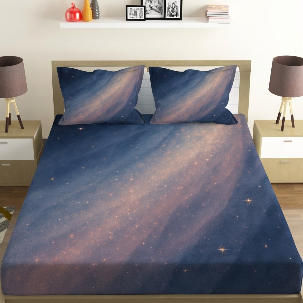 Prismatic Dustfall Veil designer printed bedsheets with matching pillow covers