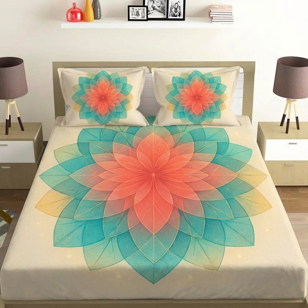 Petal Prism Overlap unique gift bedsheet and pillow cover combos