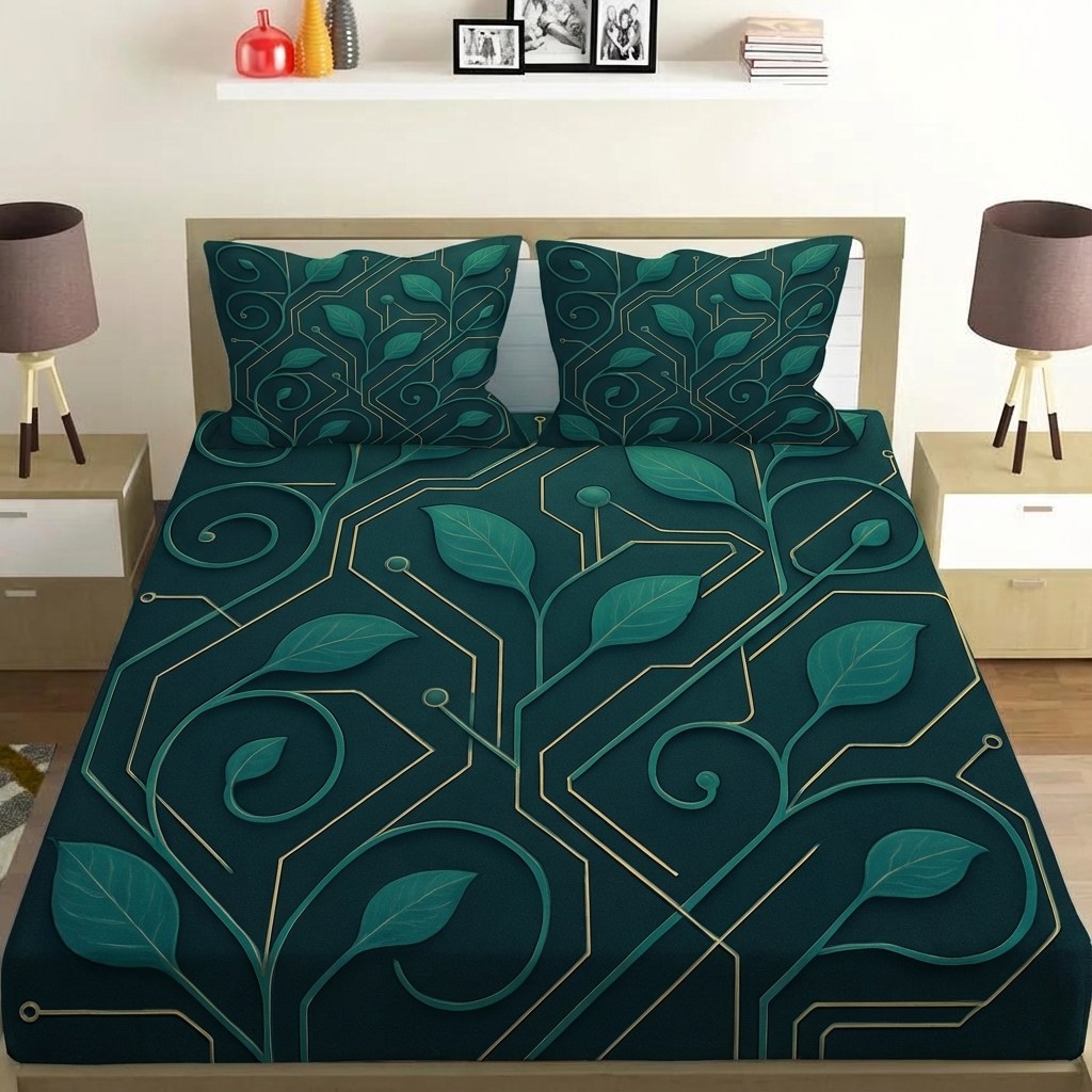Vine Circuit Lattice custom bedsheet sets with 2 pillow covers