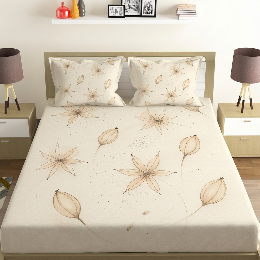 Seed Pod Constellation Drift designer printed bedsheets with matching pillow covers
