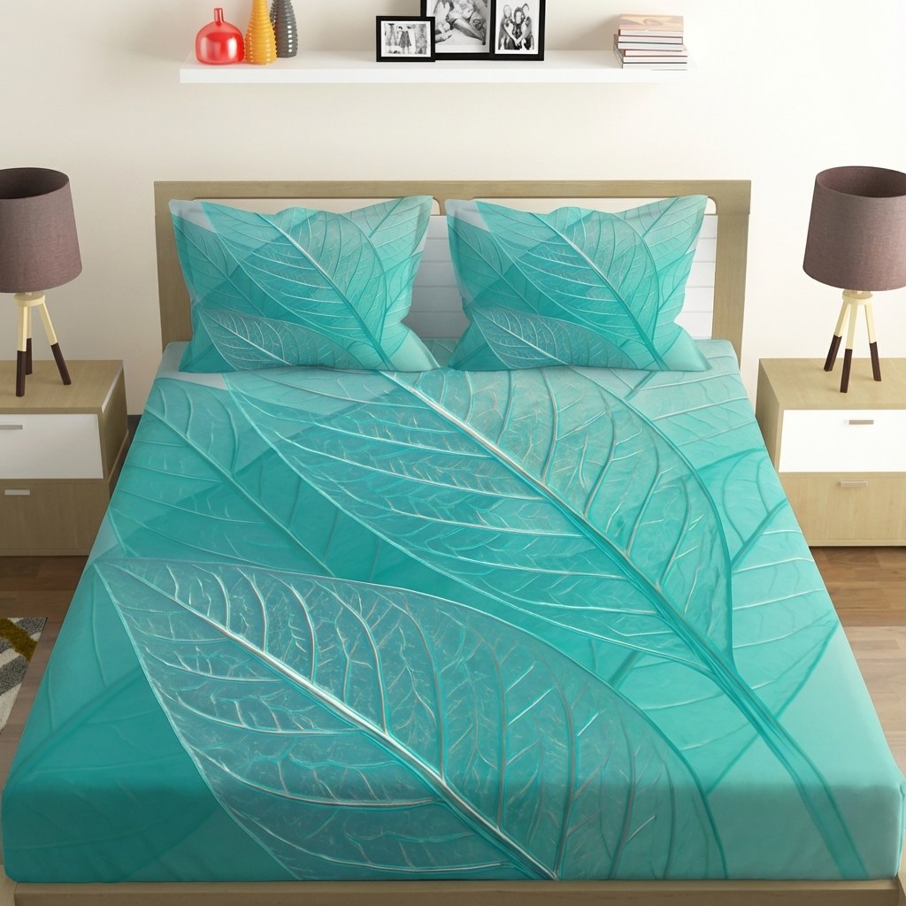 Leaf Vein Prism Sheets designer printed bedsheets with matching pillow covers
