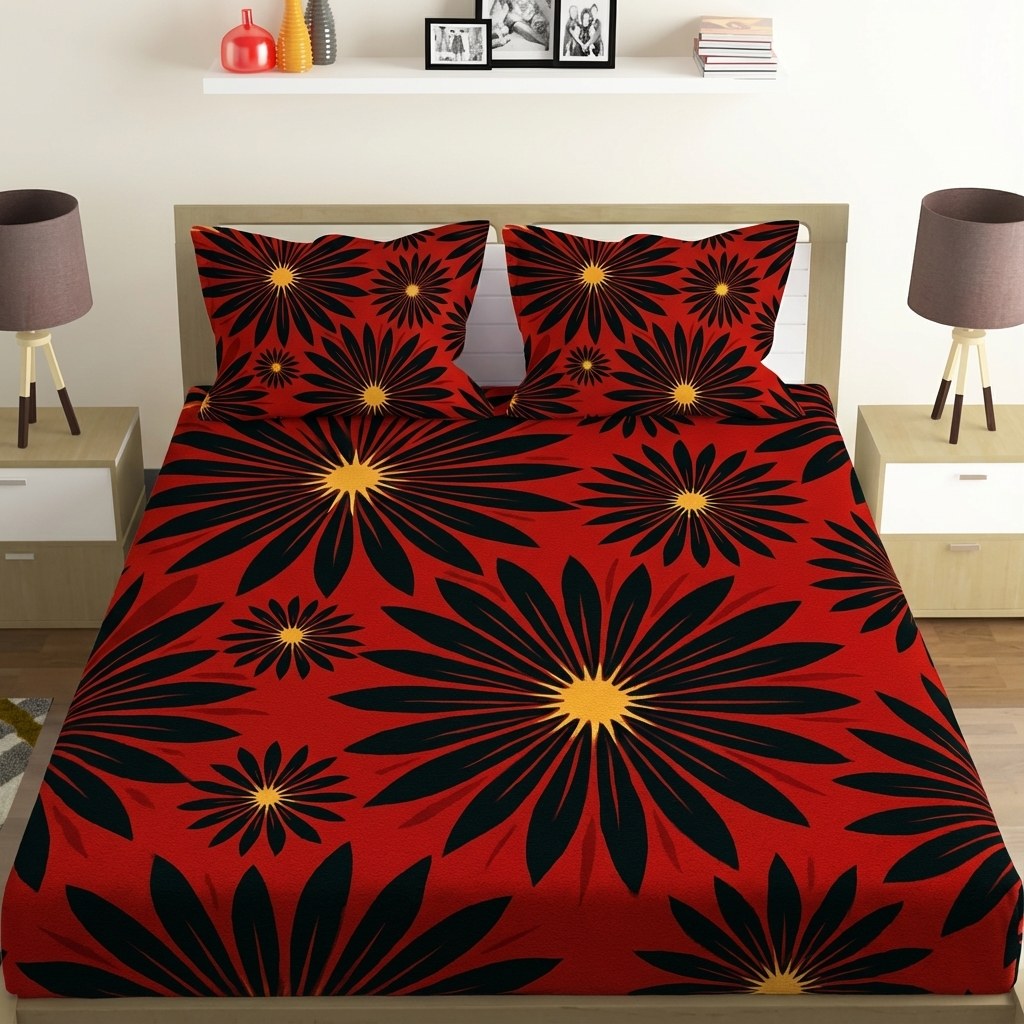 Bloom Quasar Burst Pattern soft cotton bedsheet and pillow cover sets