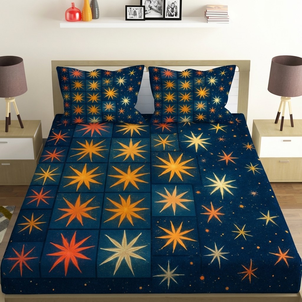 Radiant Starburst Quilt custom bedsheet sets with 2 pillow covers