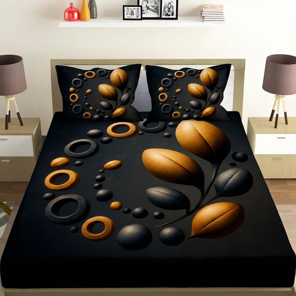 Seed Pod Orbit Clusters designer printed bedsheets with matching pillow covers