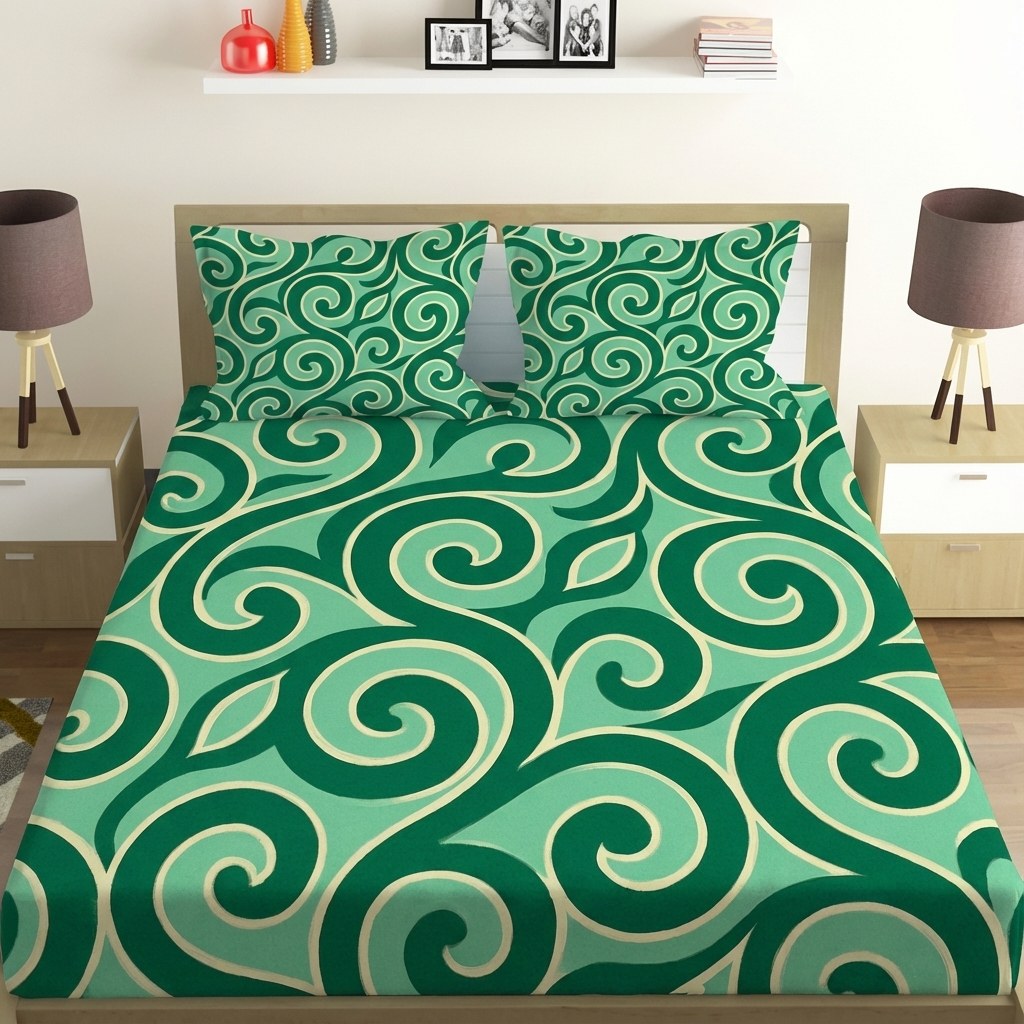 Vine Curl Lattice Wave soft cotton bedsheet and pillow cover sets