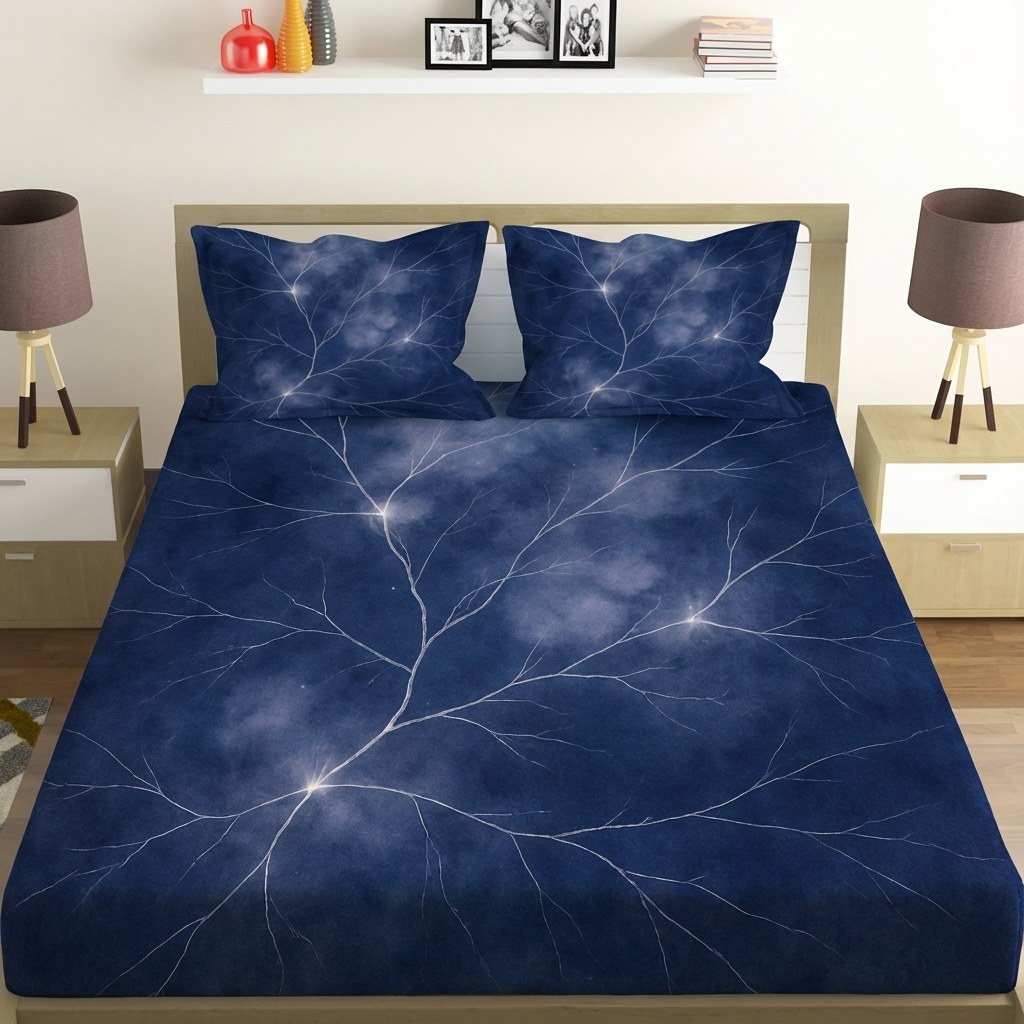 Cosmic Web Filament Embroidery unique gift bedsheet and pillow cover combos