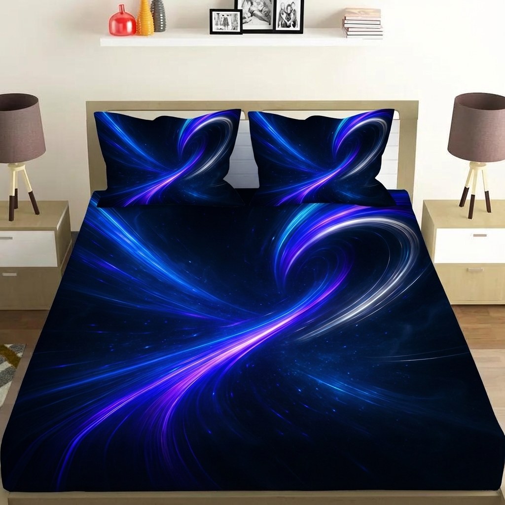 Ion Storm Ribbon Surge designer printed bedsheets with matching pillow covers