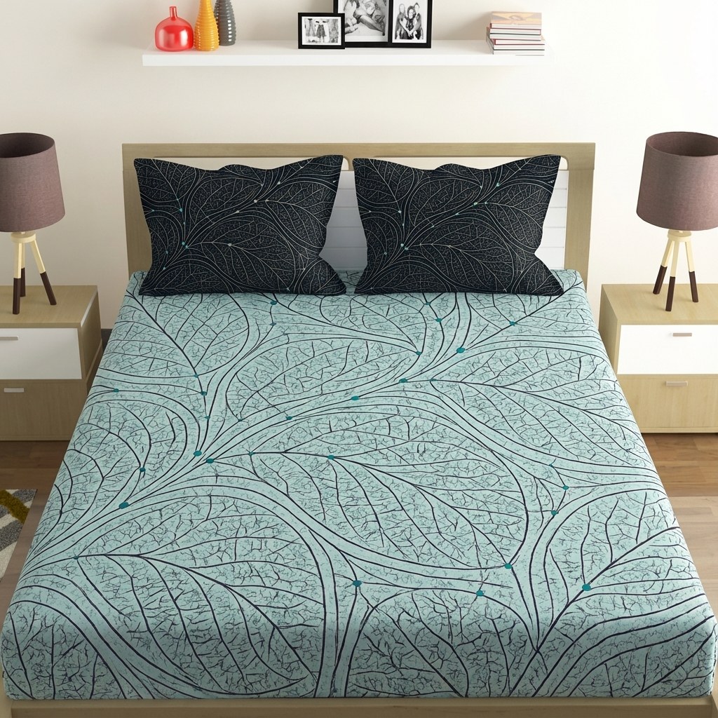 Vein Circuit Filigree soft cotton bedsheet and pillow cover sets