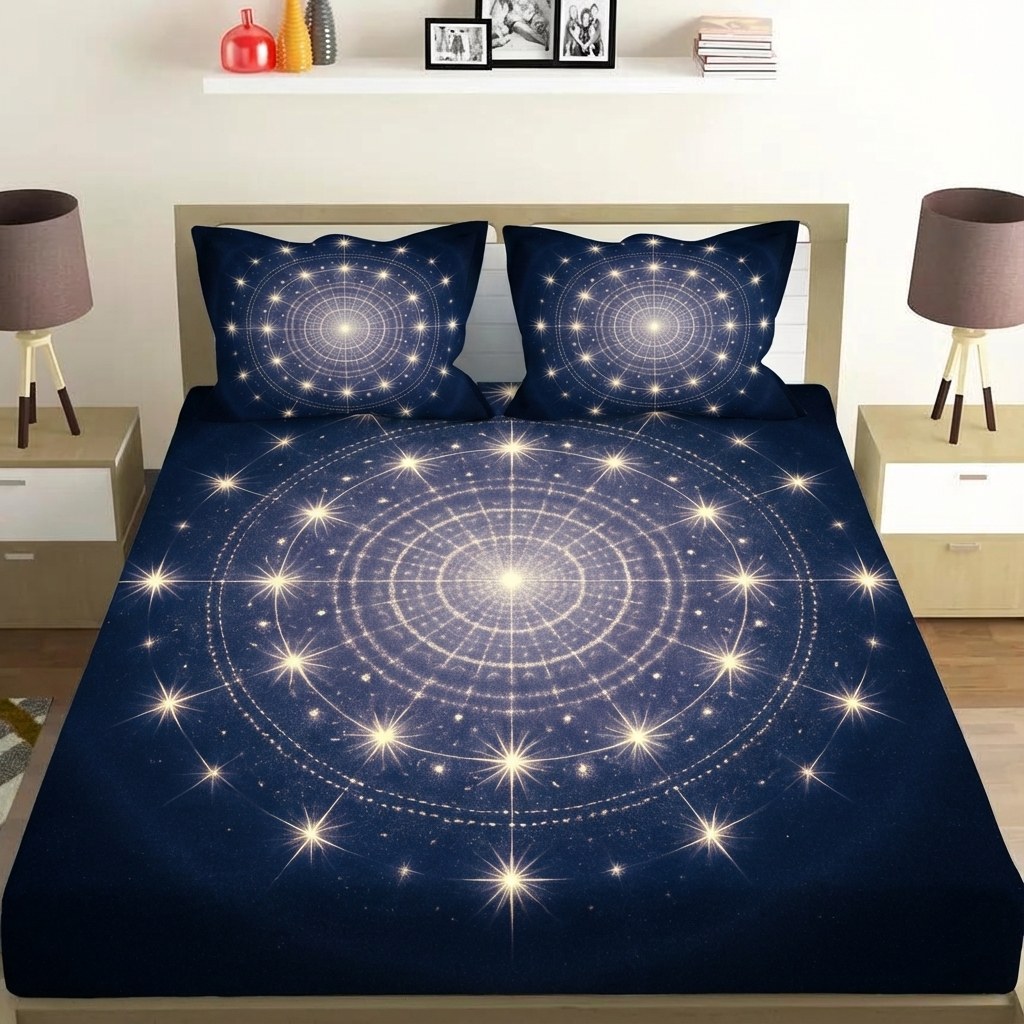 Starlight Resonance Mandala unique gift bedsheet and pillow cover combos