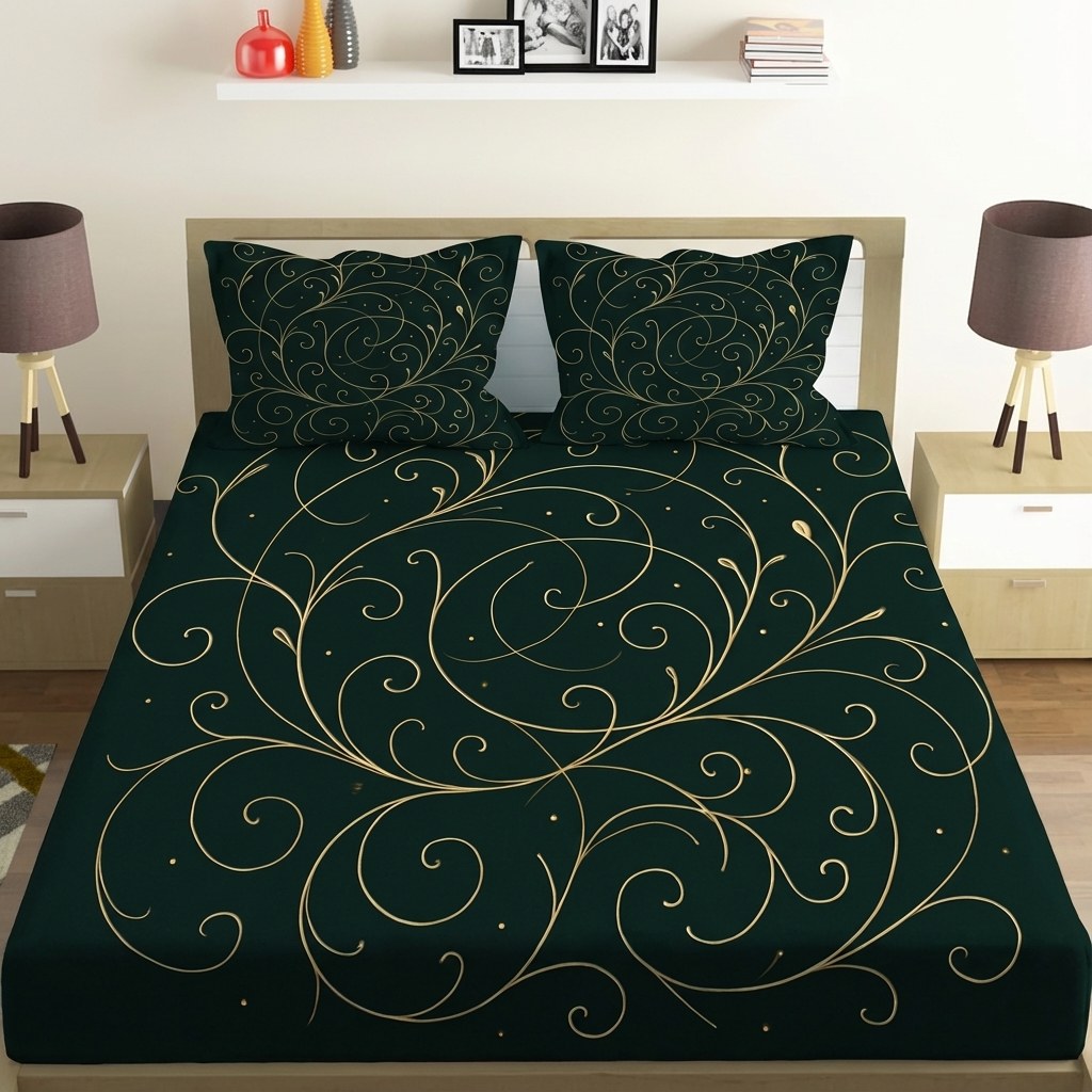 Vine Curl Orbit Map comfortable double bedsheet with 2 pillow covers