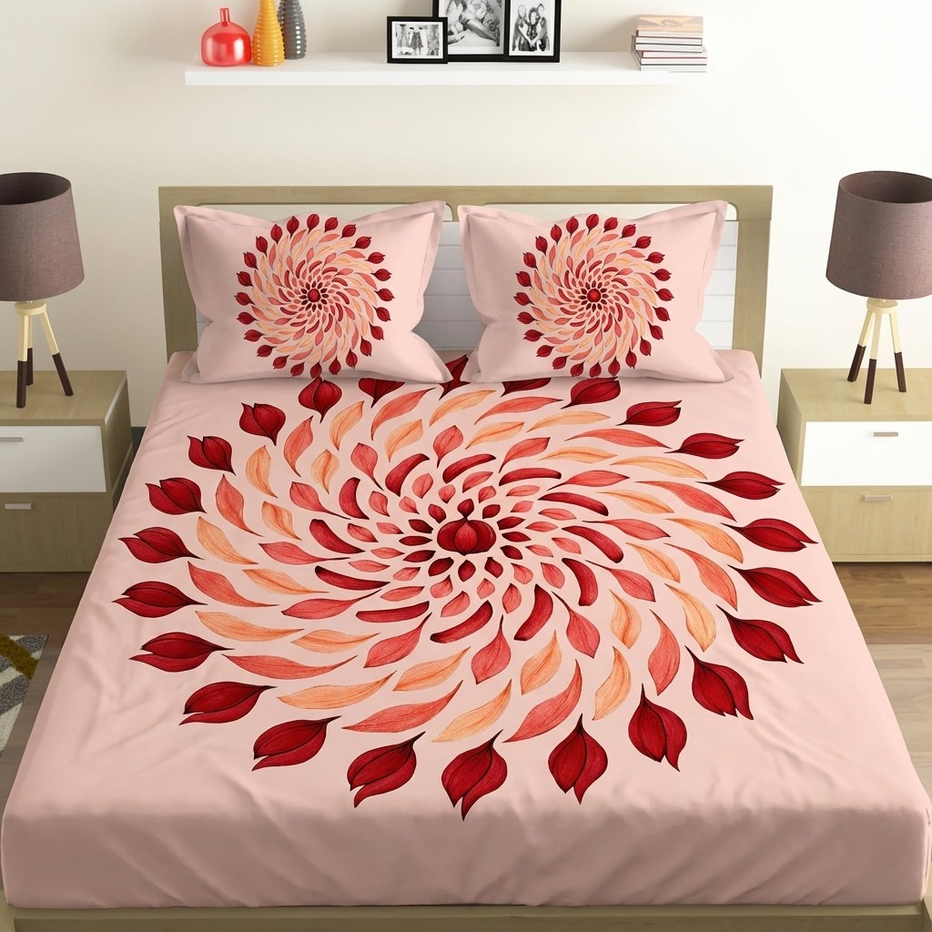 Bud Spiral Burst Mandala unique gift bedsheet and pillow cover combos