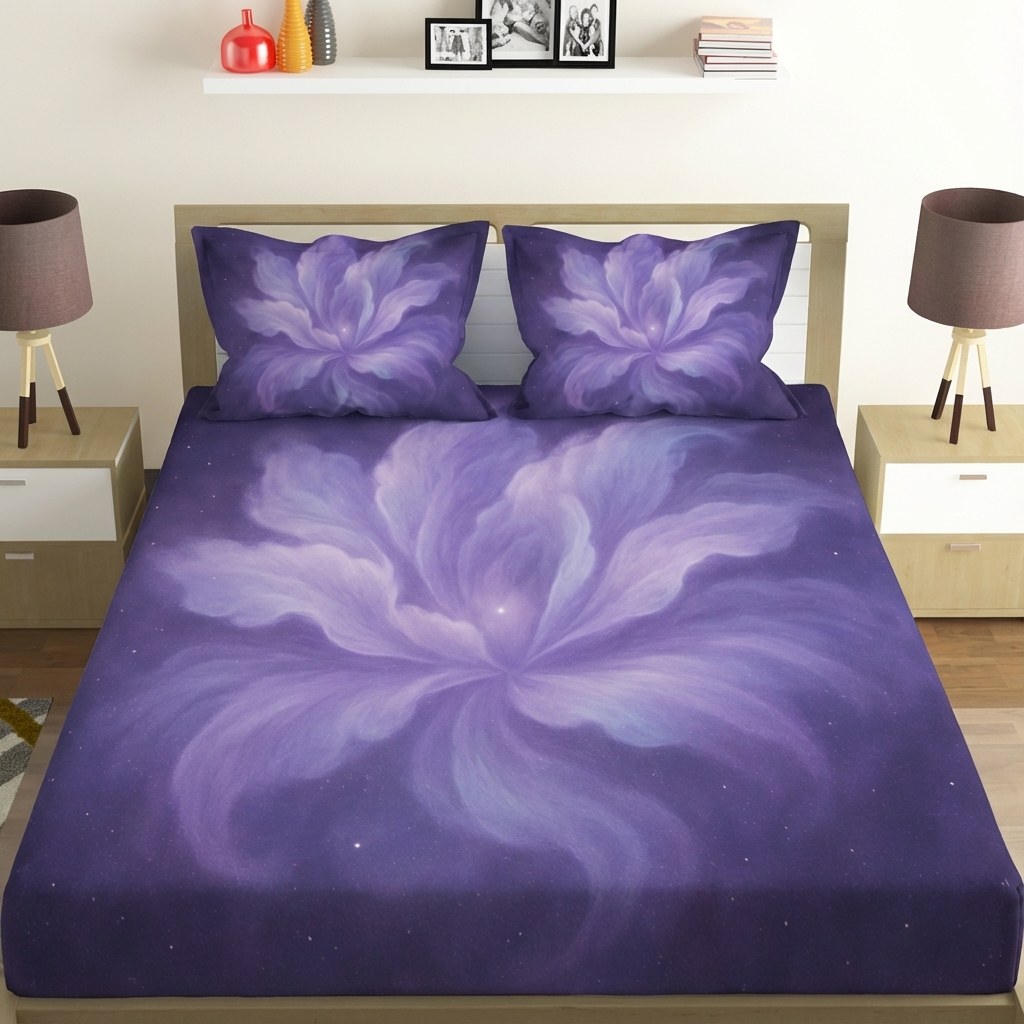 Cryogenic Nebula Bloom soft cotton bedsheet and pillow cover sets
