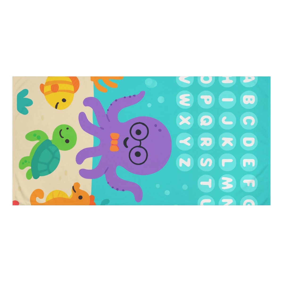 Professor Octopus And The Bubble Alphabet Reef decorative home towelscustom towels