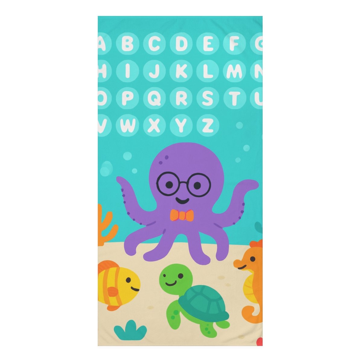 Professor Octopus And The Bubble Alphabet Reef decorative home towelscustom towels