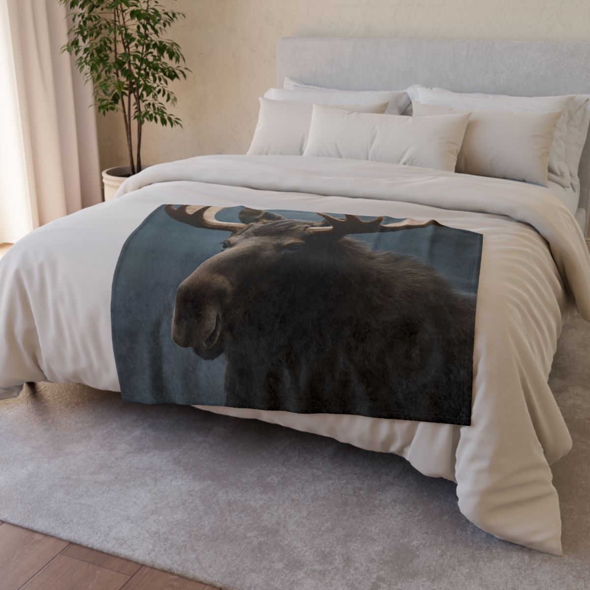 Quiet Titan Moose personalized cozy blankets