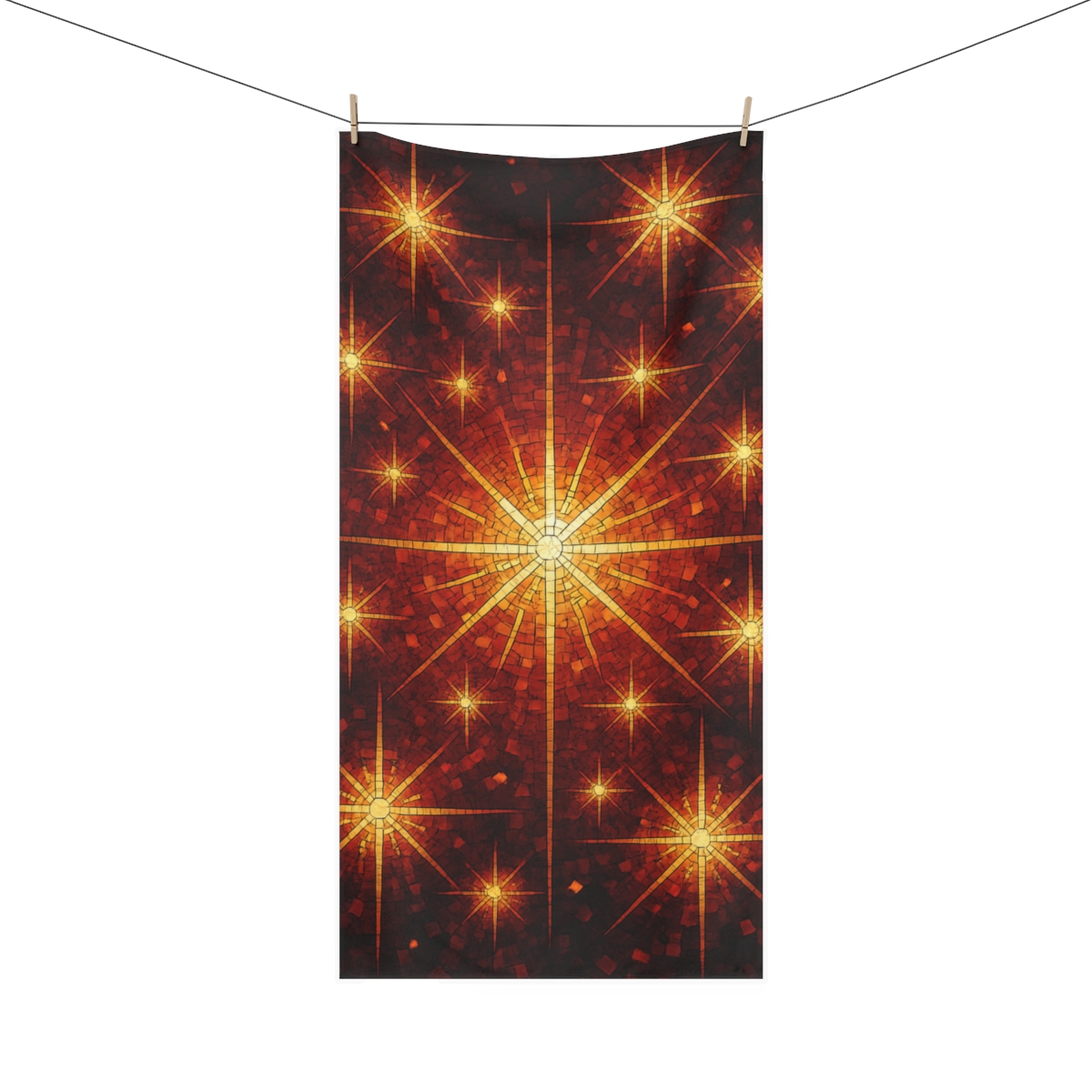 Radiant Starburst Mosaic personalized bath towels