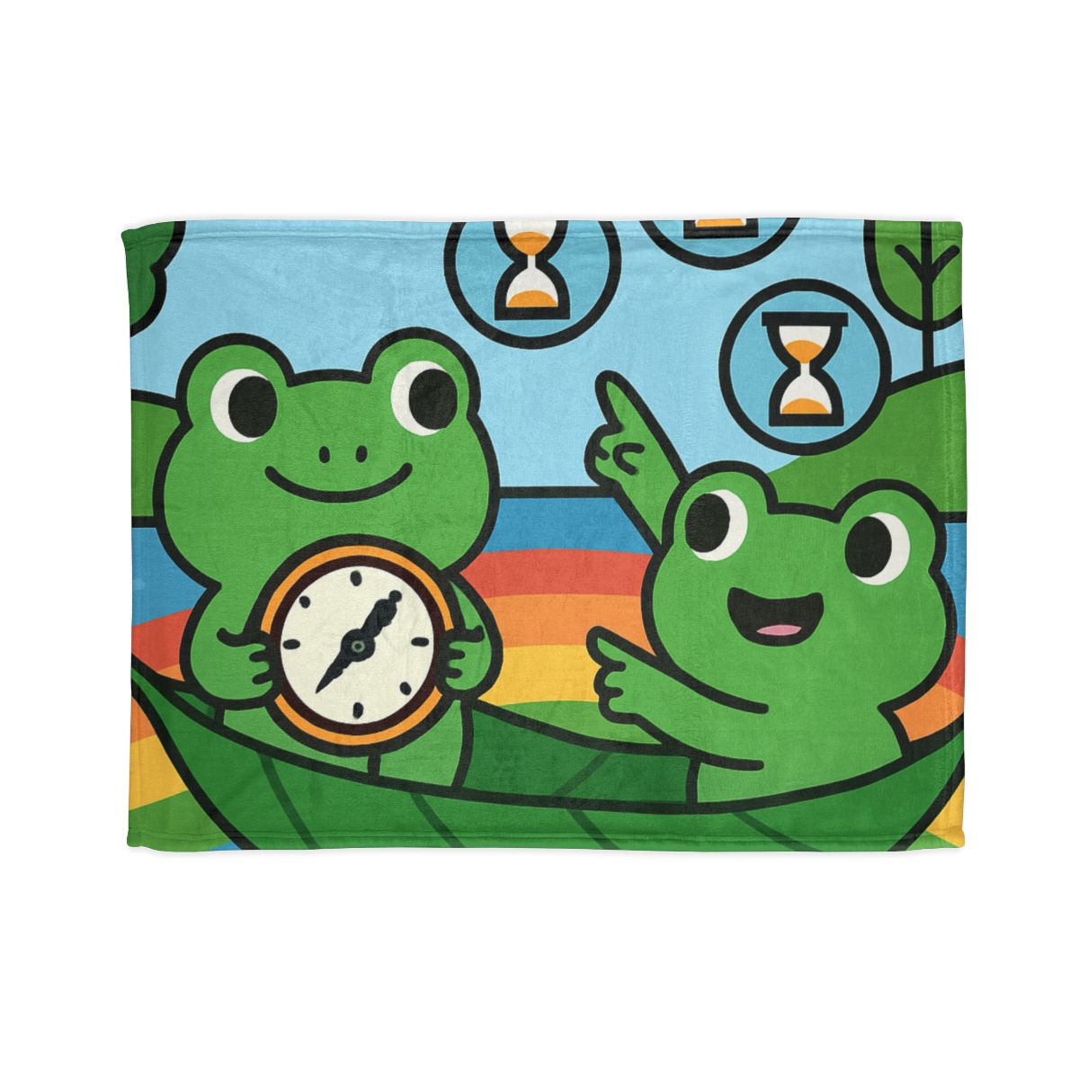 Rainbow River Time Travel Frogs soft fleece blankets