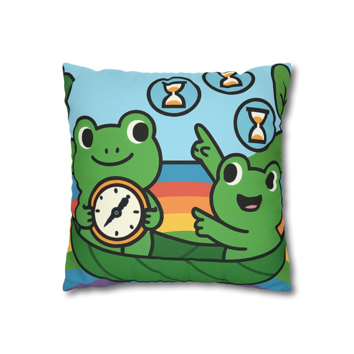 Rainbow River Time Travel Frogs custom pillow cases
