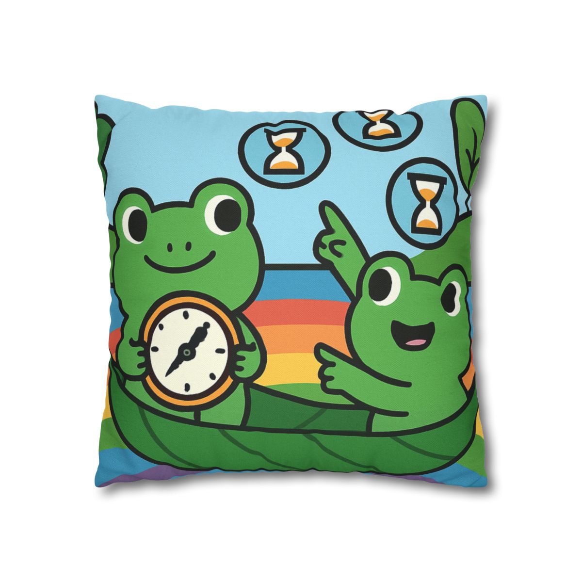 Rainbow River Time Travel Frogs custom pillow cases