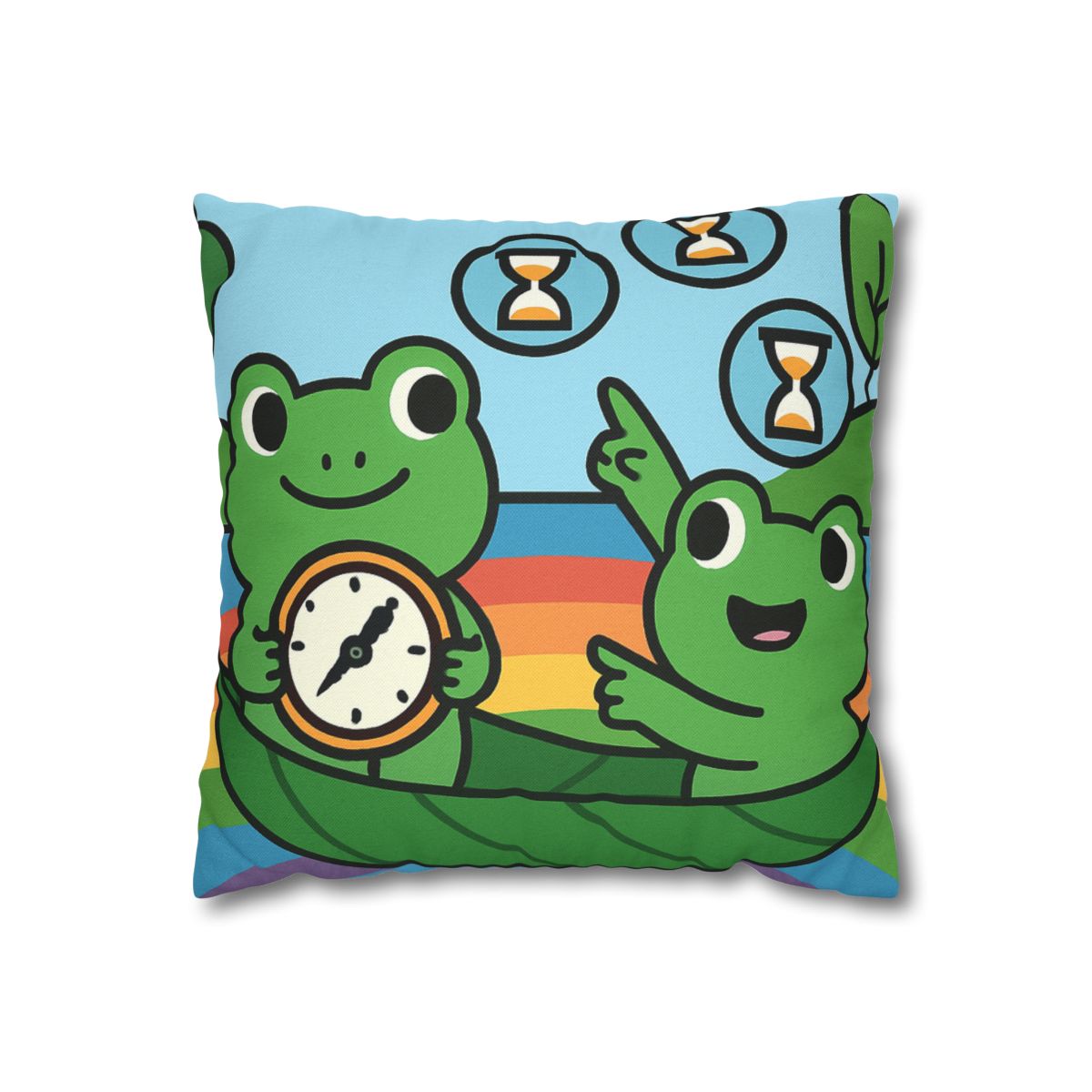 Rainbow River Time Travel Frogs custom pillow cases