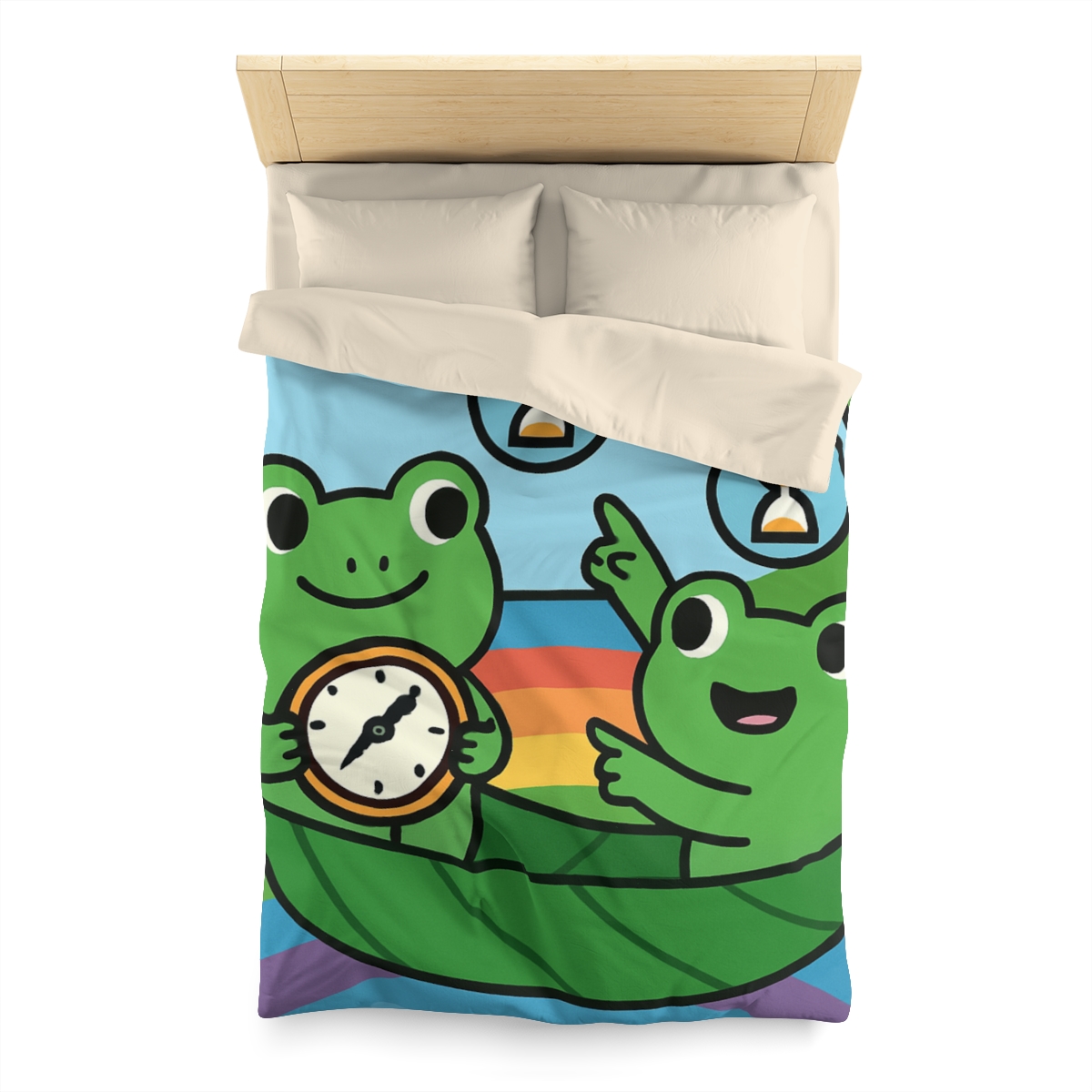 Rainbow River Time Travel Frogs duvets for gifts