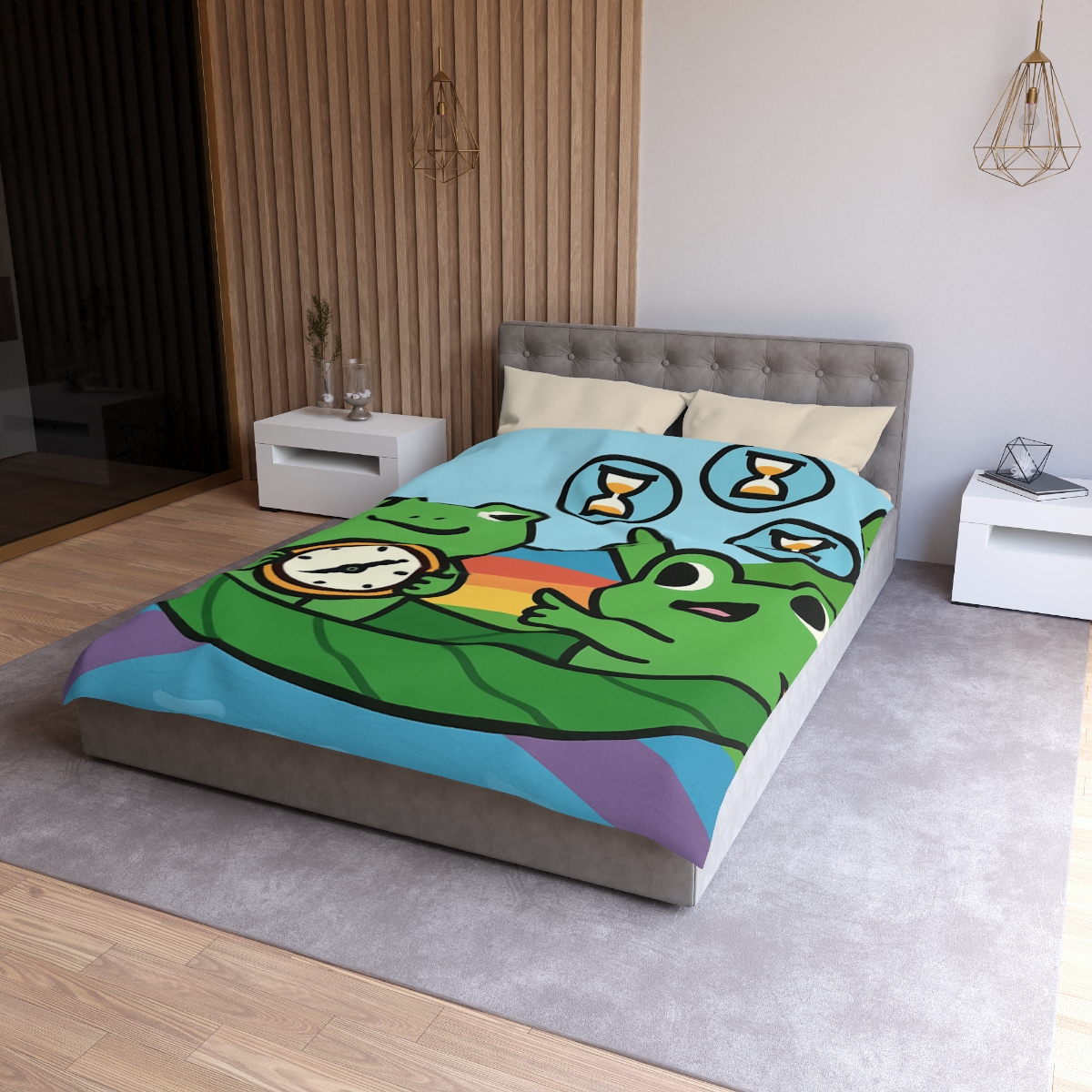 Rainbow River Time Travel Frogs duvets for gifts