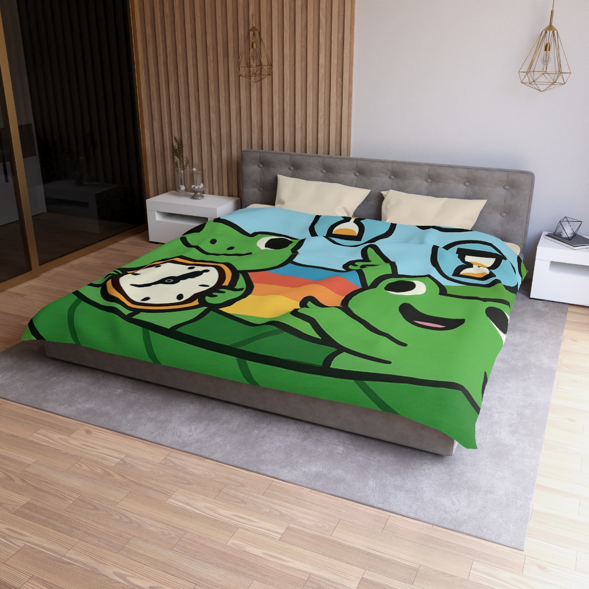 Rainbow River Time Travel Frogs duvets for gifts