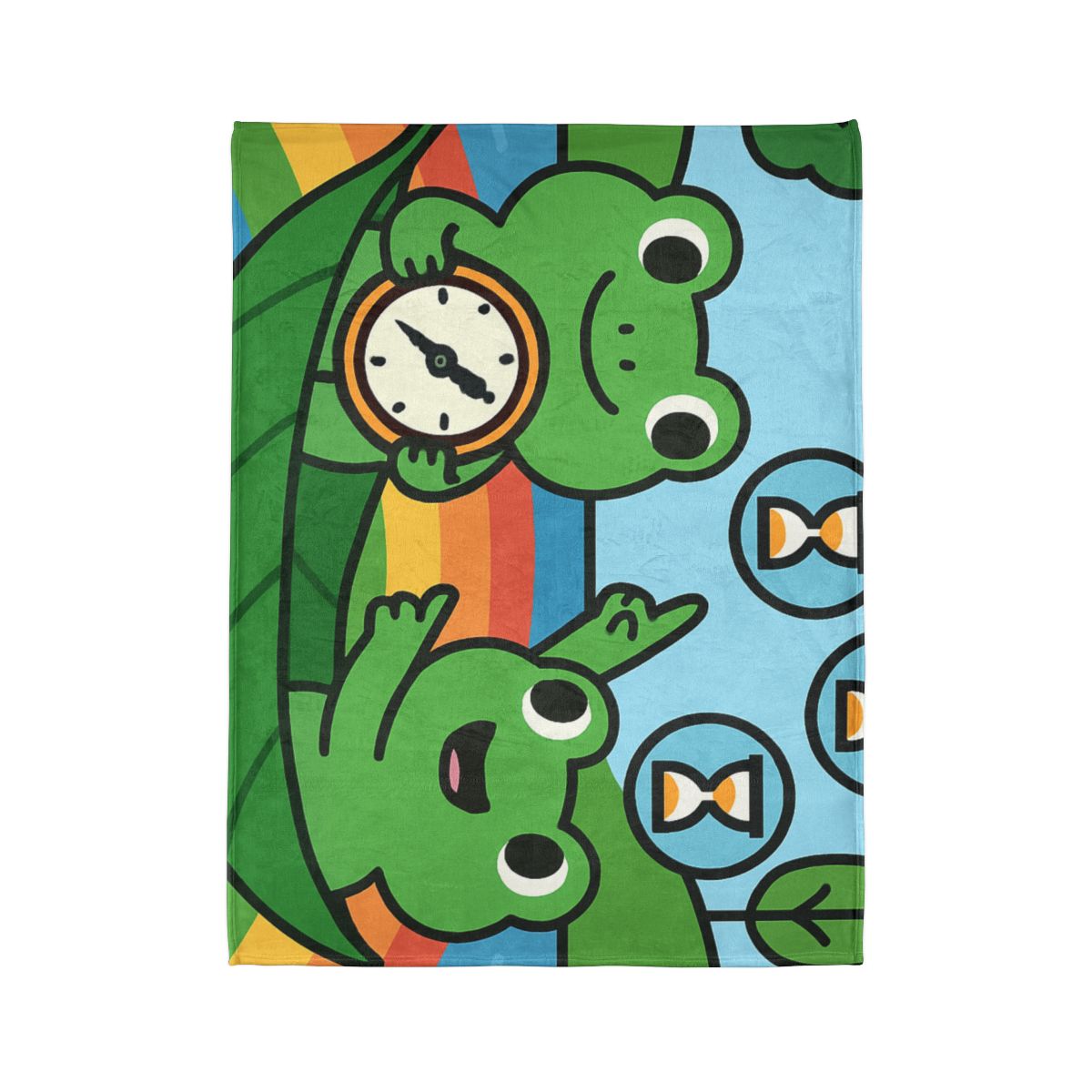 Rainbow River Time Travel Frogs soft fleece blankets