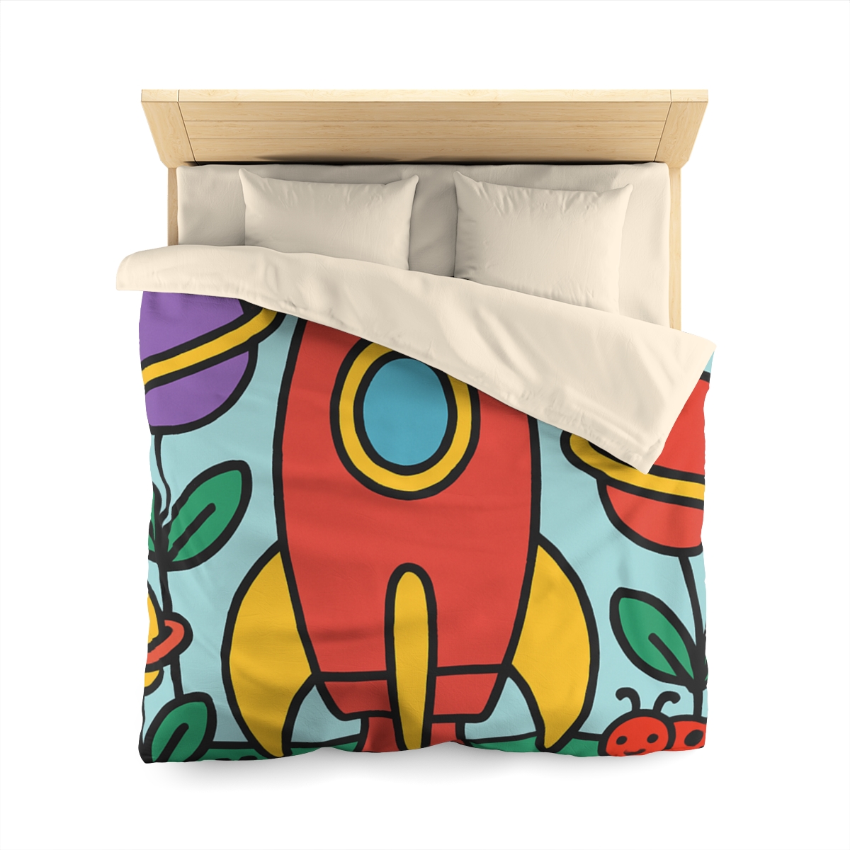 Rainbow Rocket Garden personalized bedding duvets