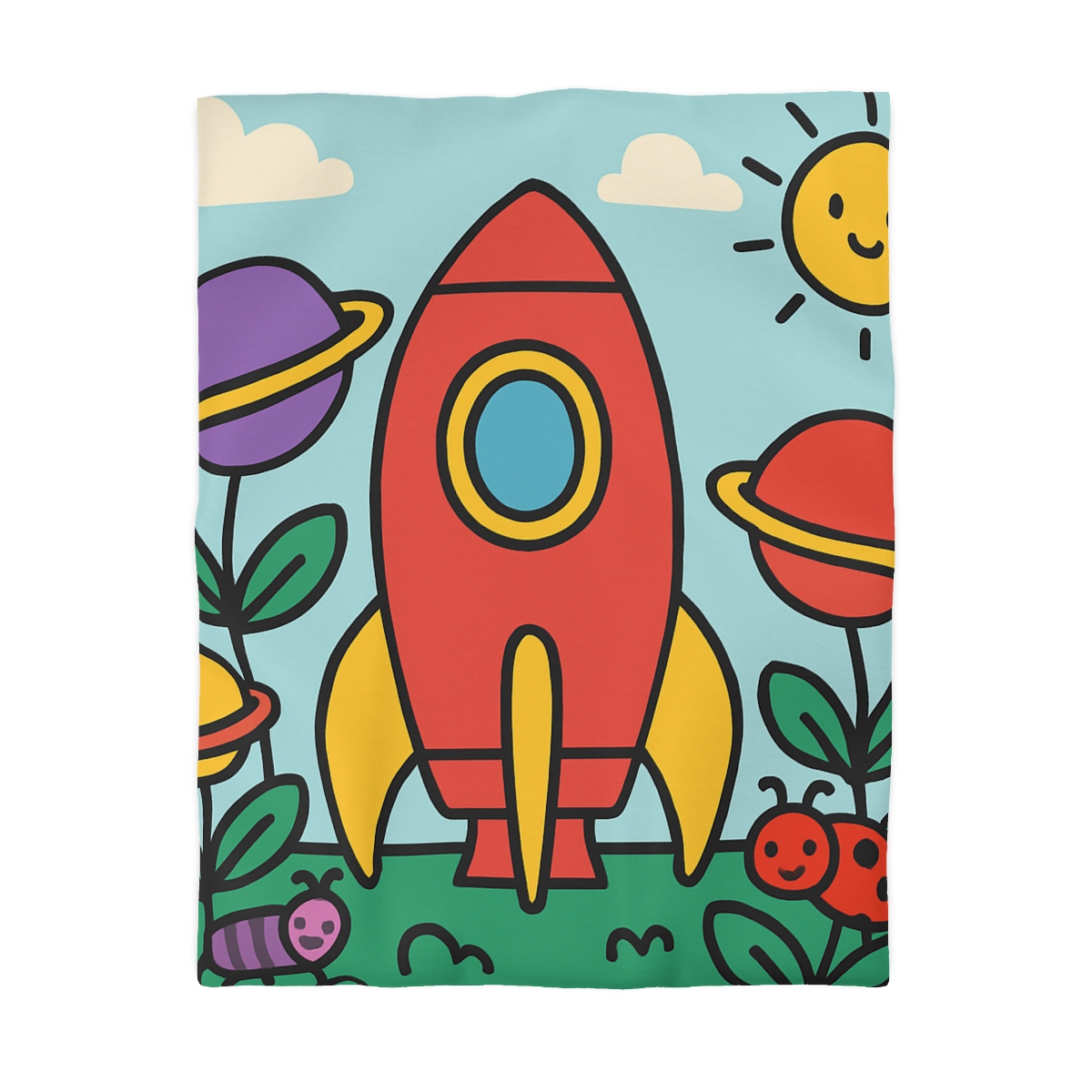 Rainbow Rocket Garden personalized bedding duvets