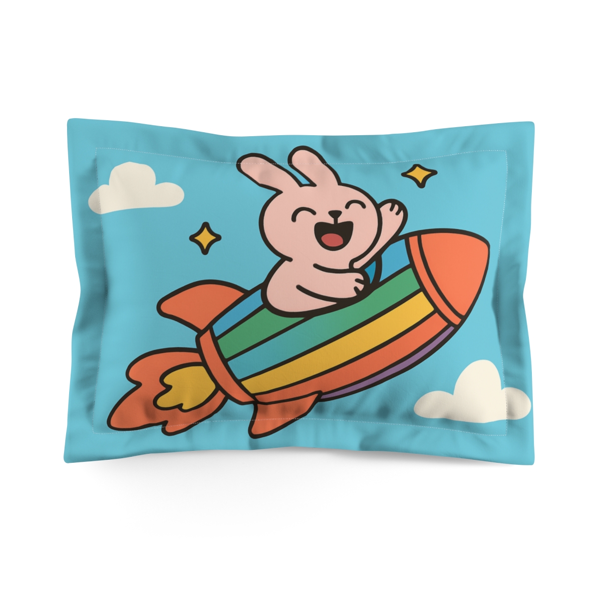 Rainbow Rocket Rabbit stylish throw pillows