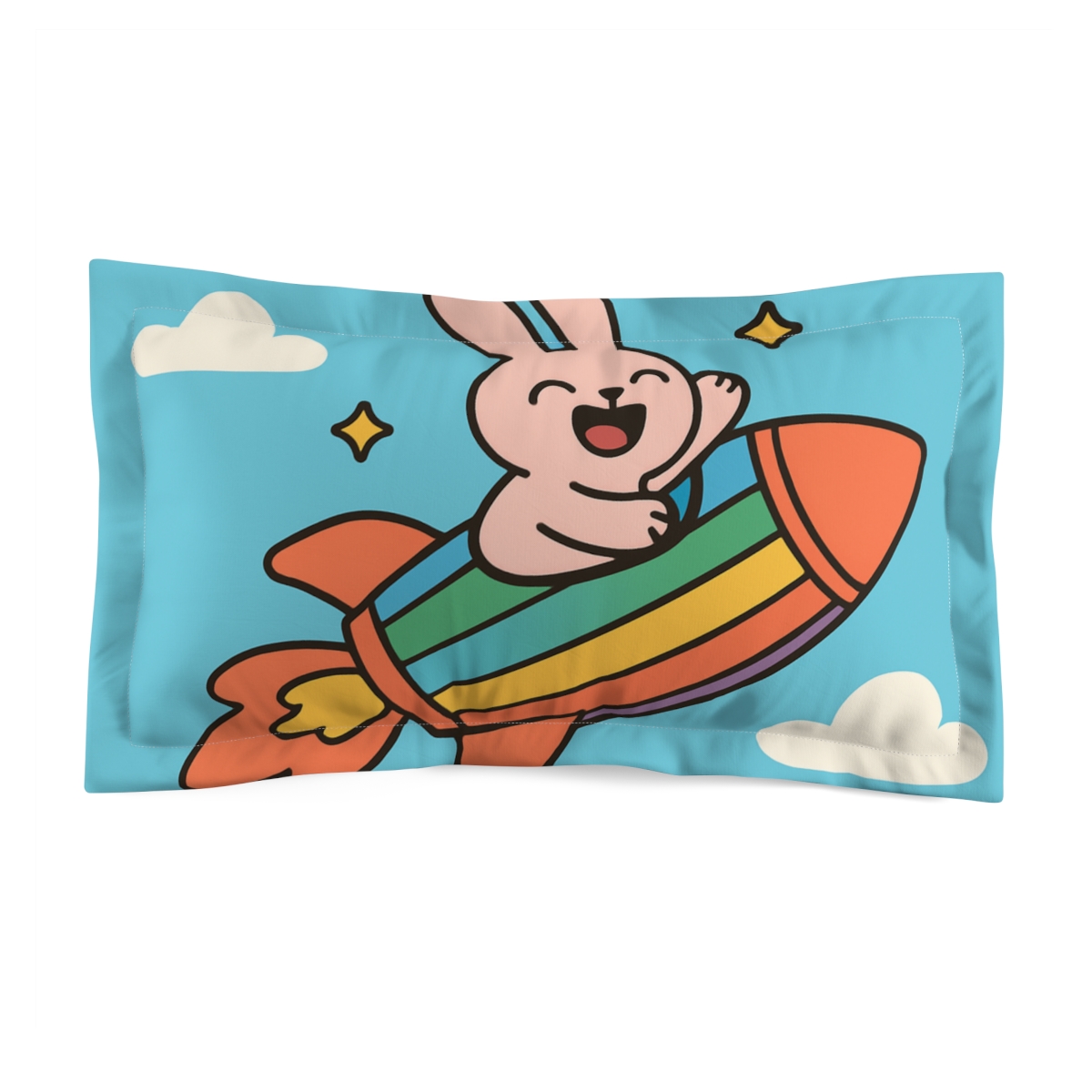 Rainbow Rocket Rabbit stylish throw pillows