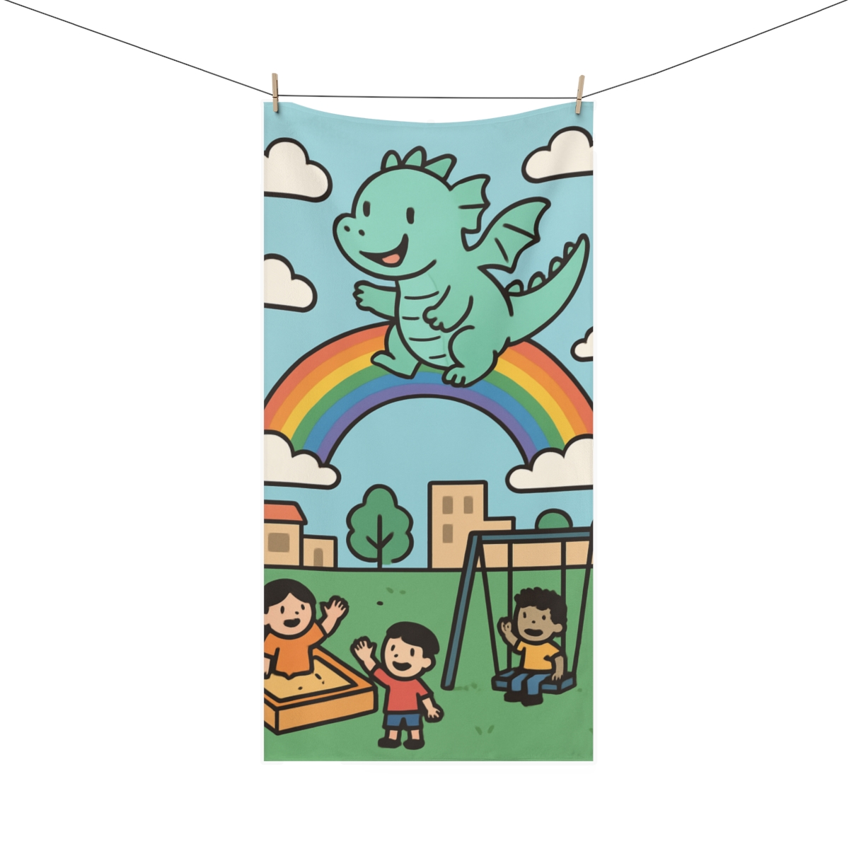 Rainbow Sky Dragon Playground soft cotton towels
