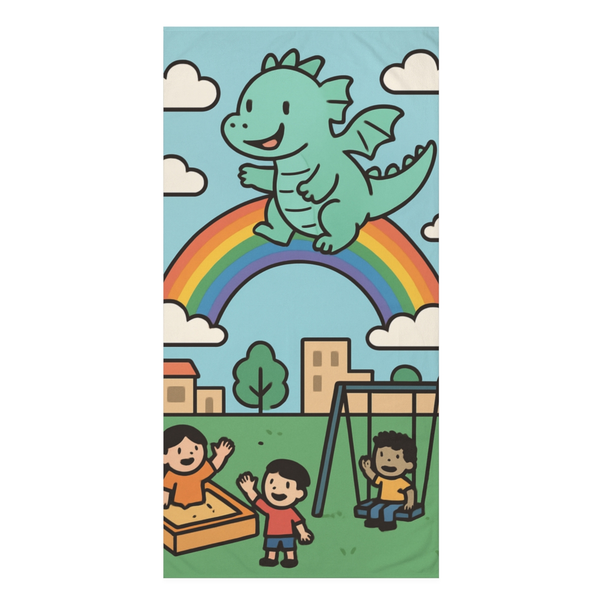 Rainbow Sky Dragon Playground soft cotton towels