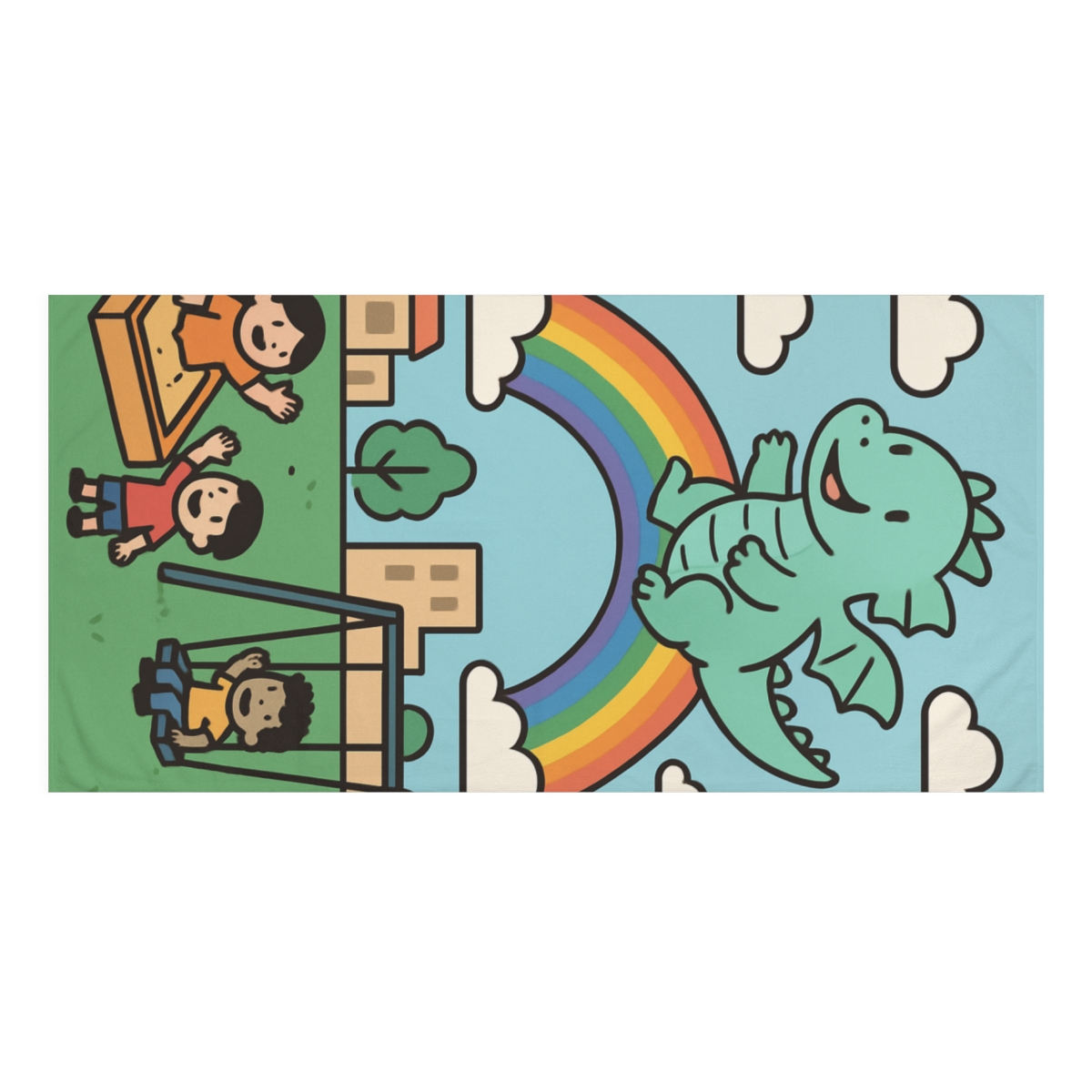Rainbow Sky Dragon Playground soft cotton towels