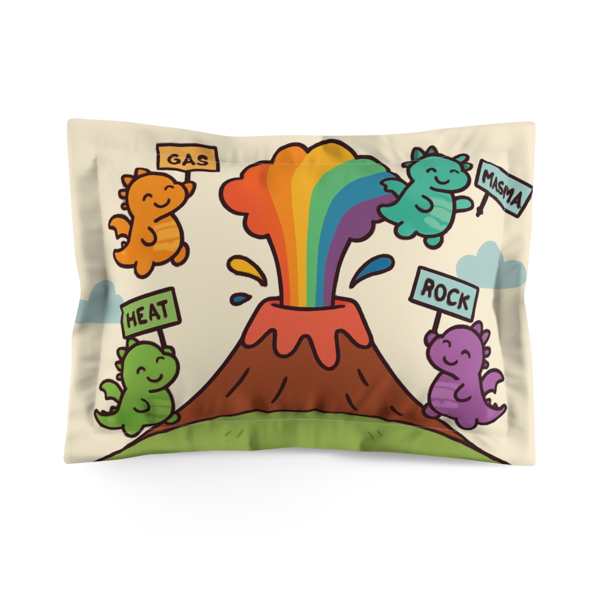 Rainbow Volcano Of Friendly Dragons comfortable bed pillows
